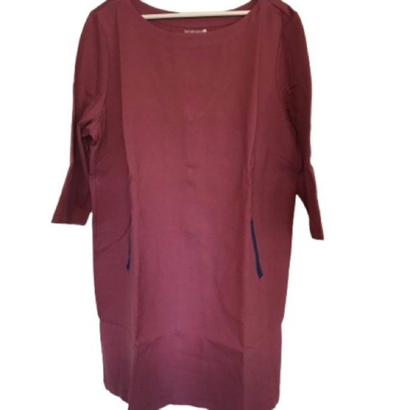 NWT BetaBrand Half-Day Shift Dress — Raspberry Wine with Navy Trim — Size XXLP - Picture 2 of 5